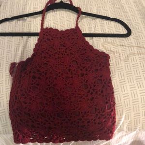 red lace halter top !
